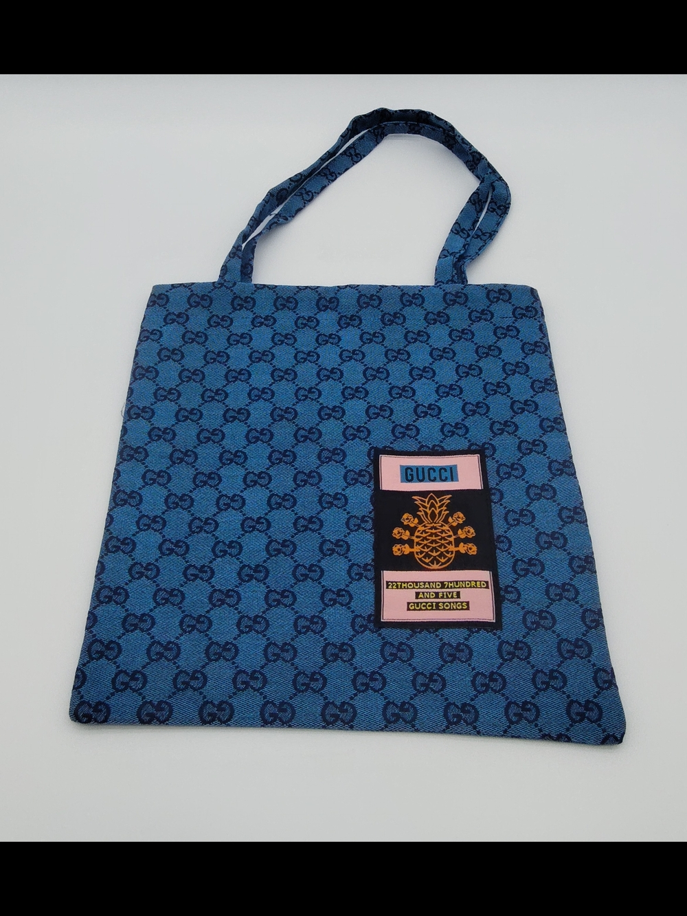 GUCCI Blue GG Canvas Mini Tote Pineapple Patch 22,705 Gucci Songs Rare NIP